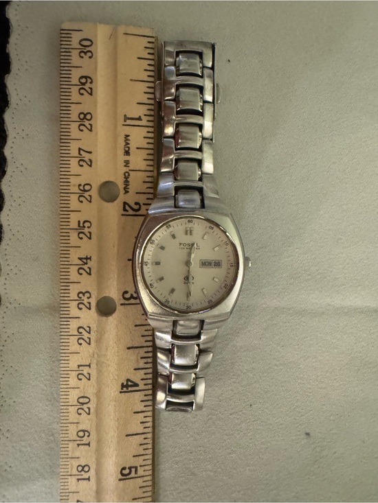 Fossil Other - Fossil Silver Stainless Steel Day Date Watch with White Dial